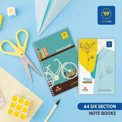Worldone A4 Ruled 6 Subject Spiral Notebook - 300pgs